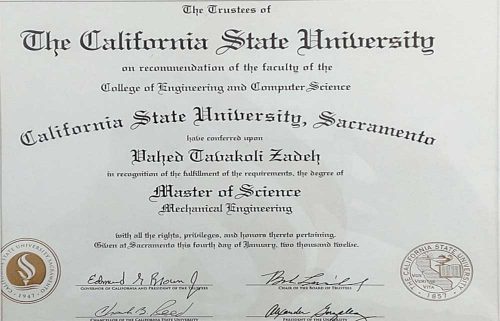 مدرک مهندس توکلی زاده